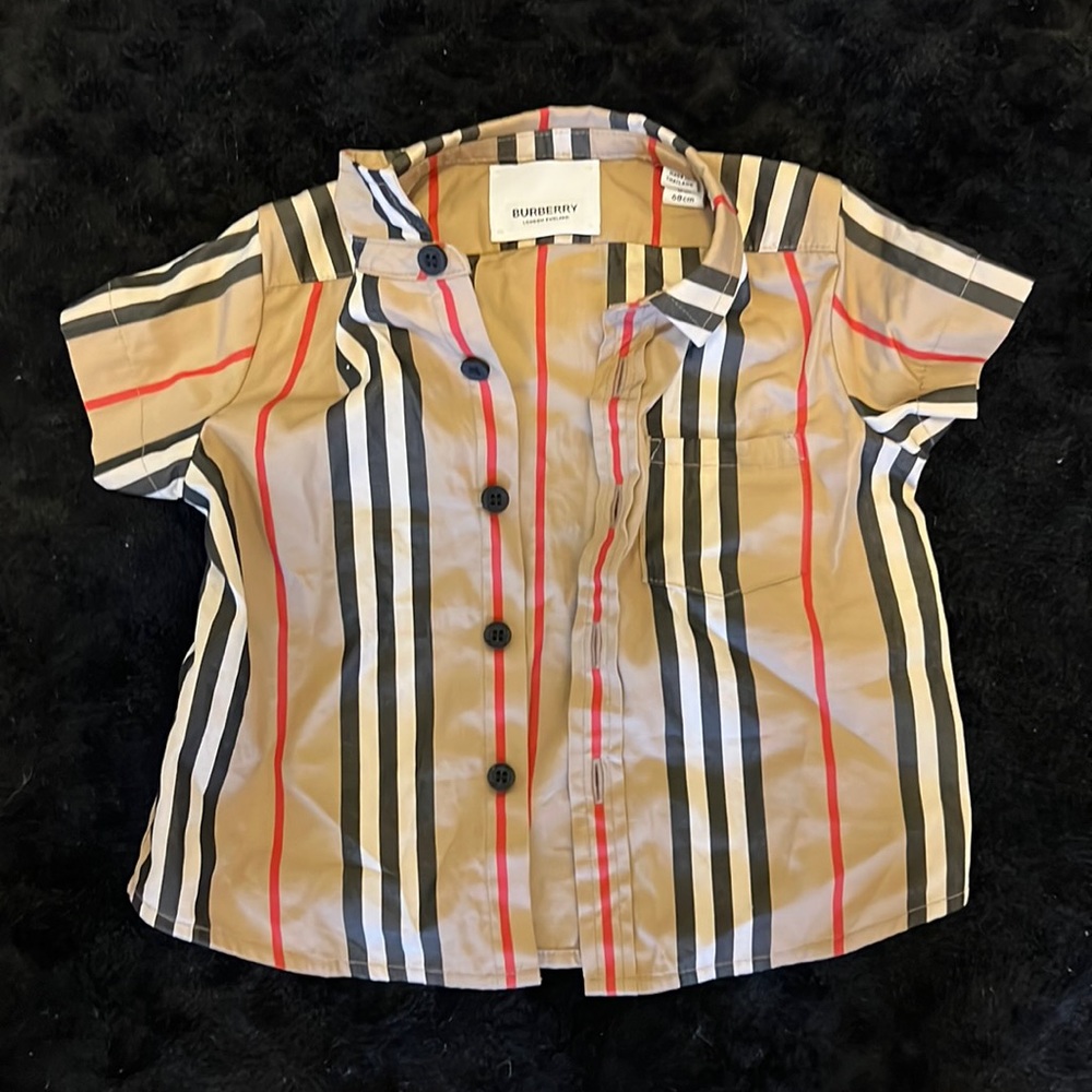 Baby Burberry short sleeved cotton shirt 6 months